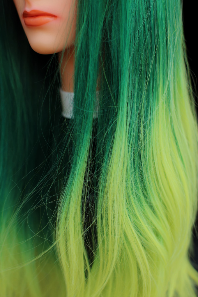green and yellow wigs